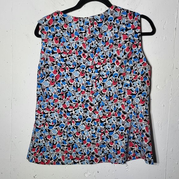 Nine West Womens Abstract Peplum Sleeveless Tank Top Size 10 Career Summer Boho - Picture 2 of 11